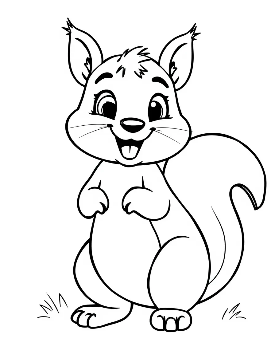 A cartoon-style drawing of a cheerful squirrel.