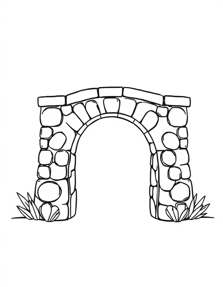 A cute drawing of a small arch bridge.