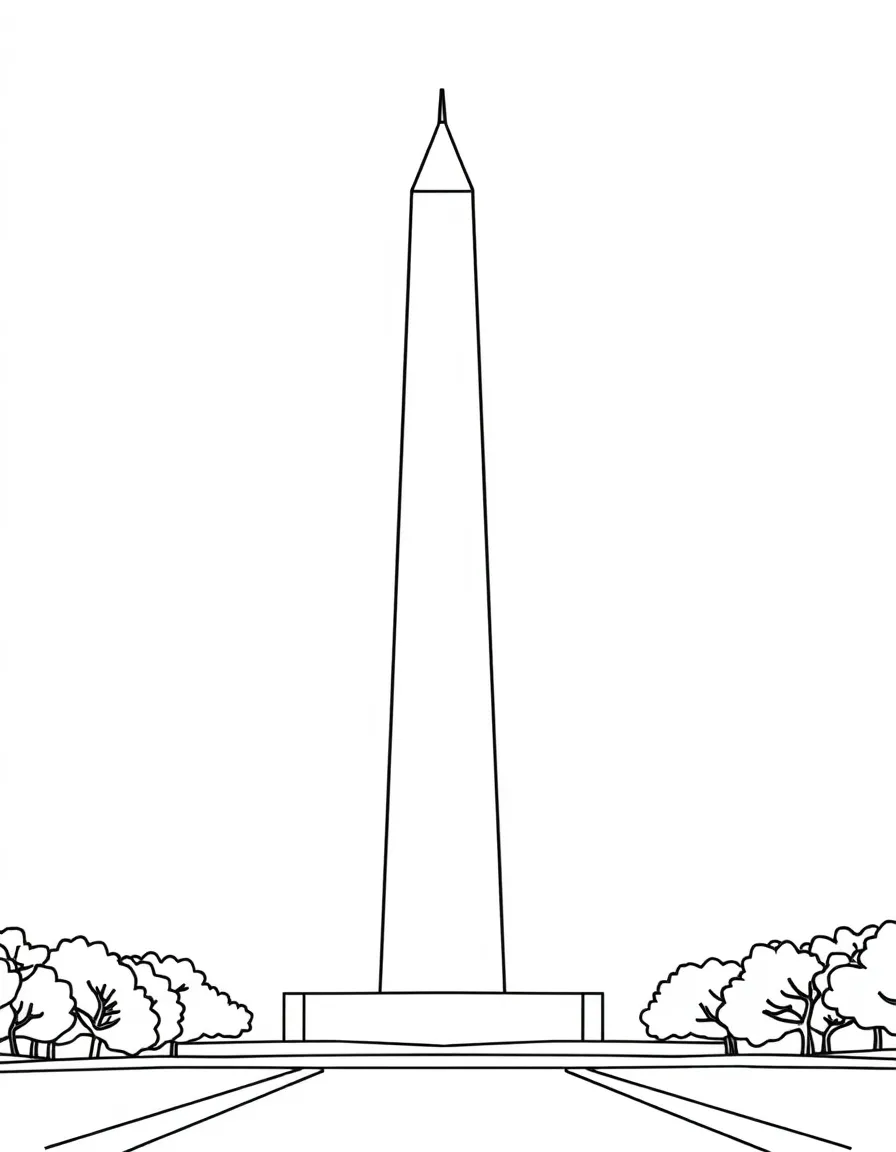 A simple outline of the Washington Monument, Washington D.C., USA.
