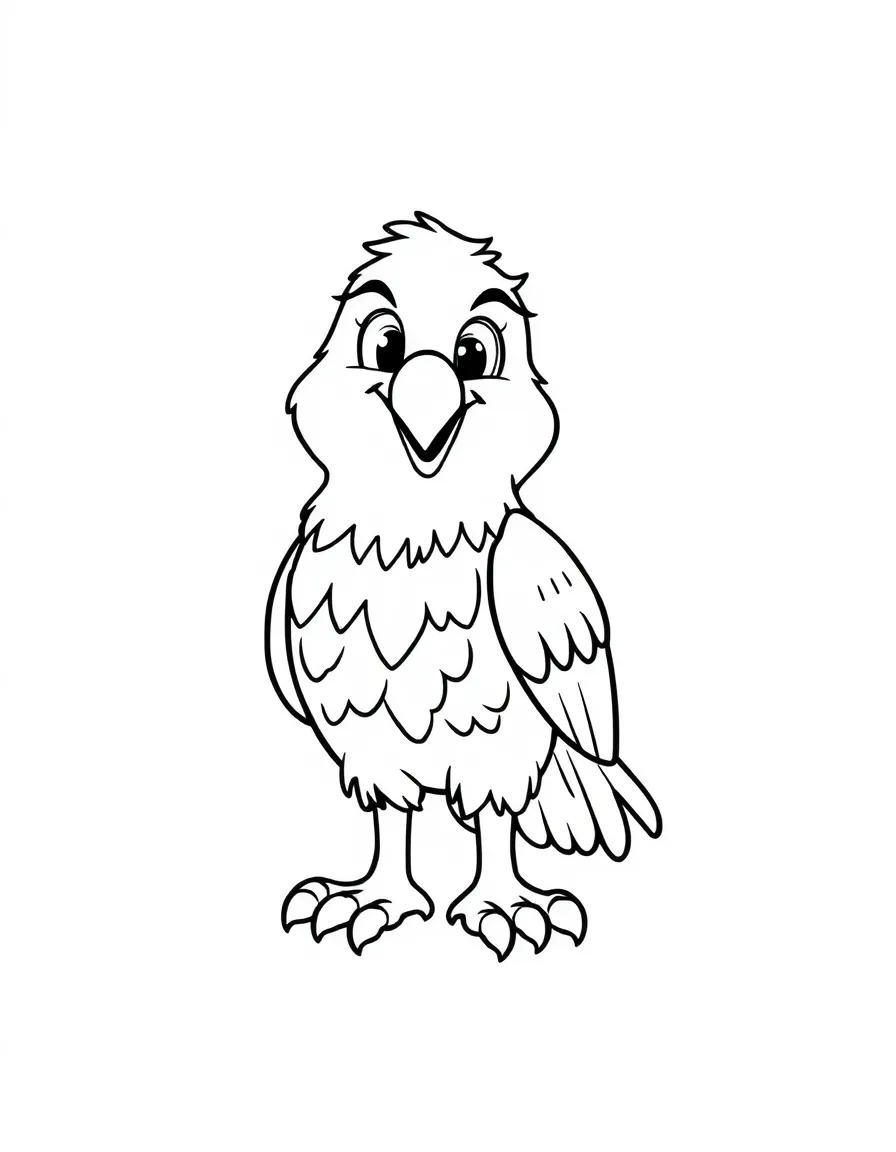 A cartoon-style drawing of a friendly eagle.
