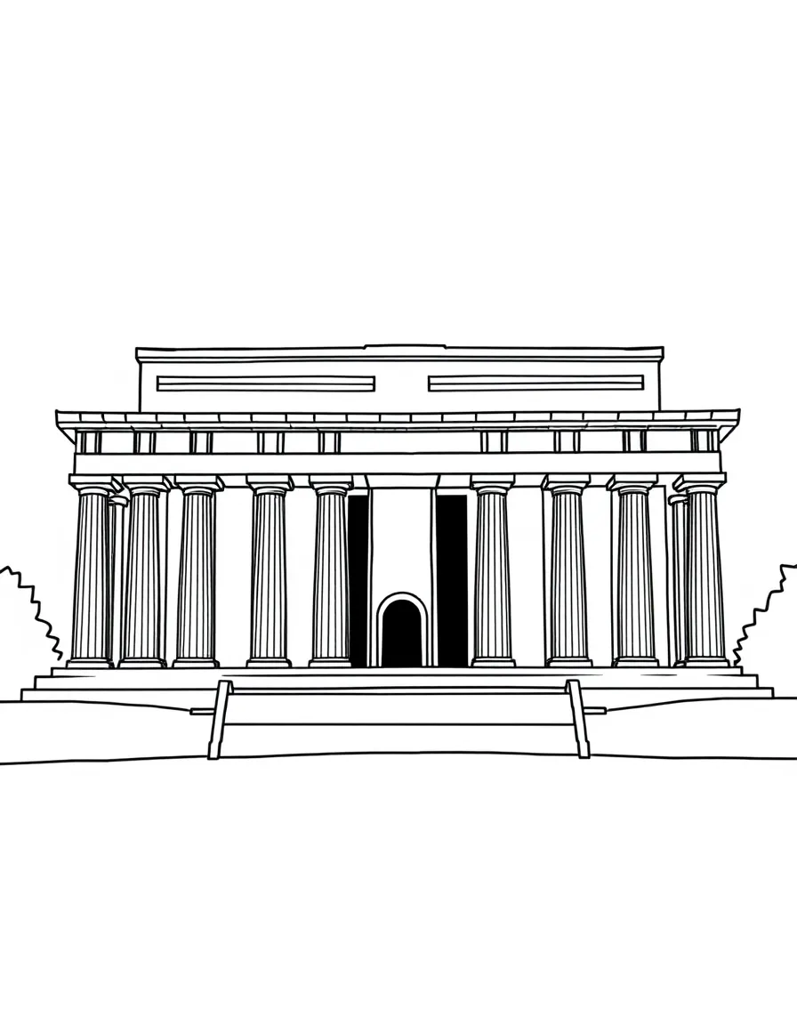 A simplified drawing of the Lincoln Memorial.
