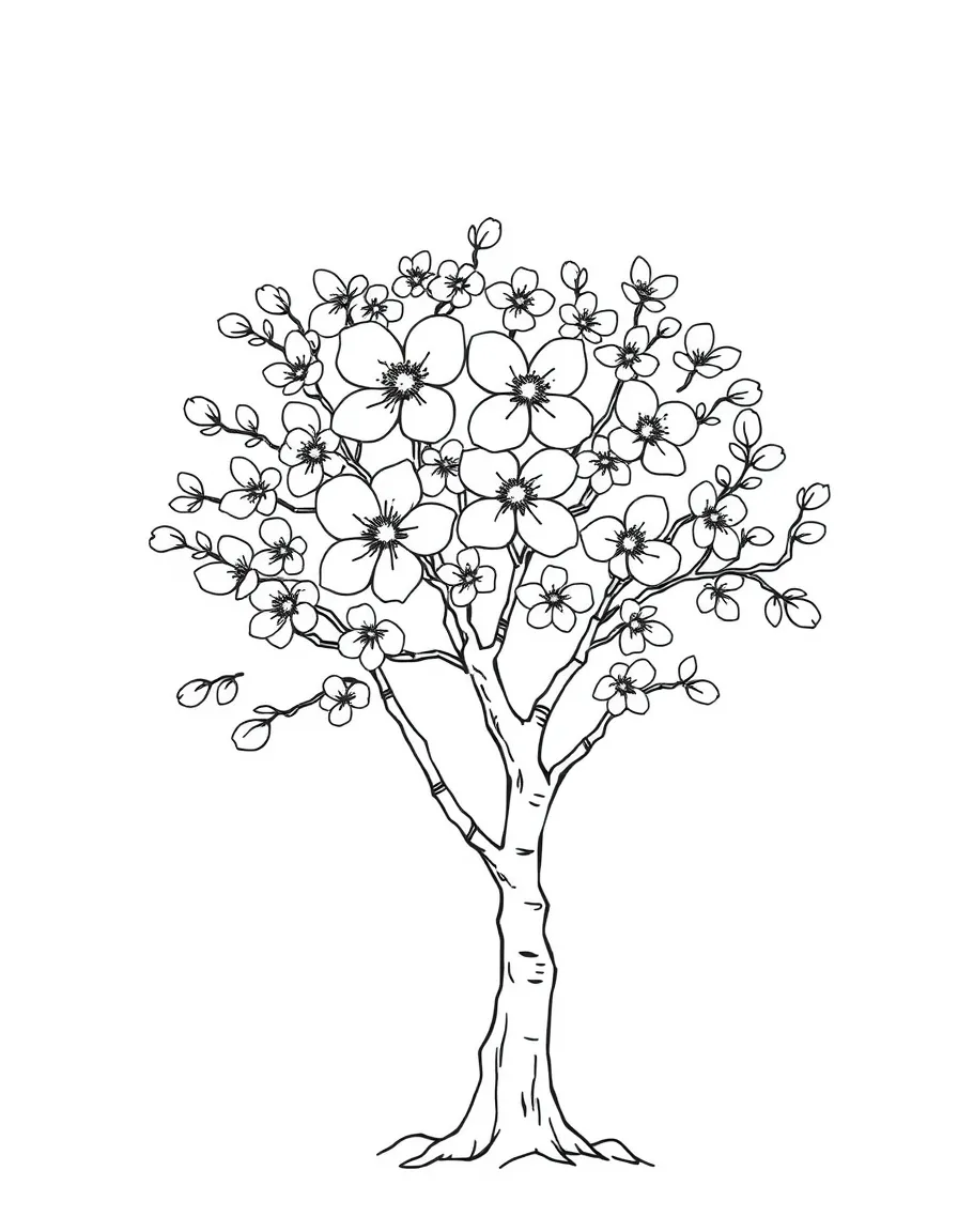 A cute drawing of a cherry blossom tree.