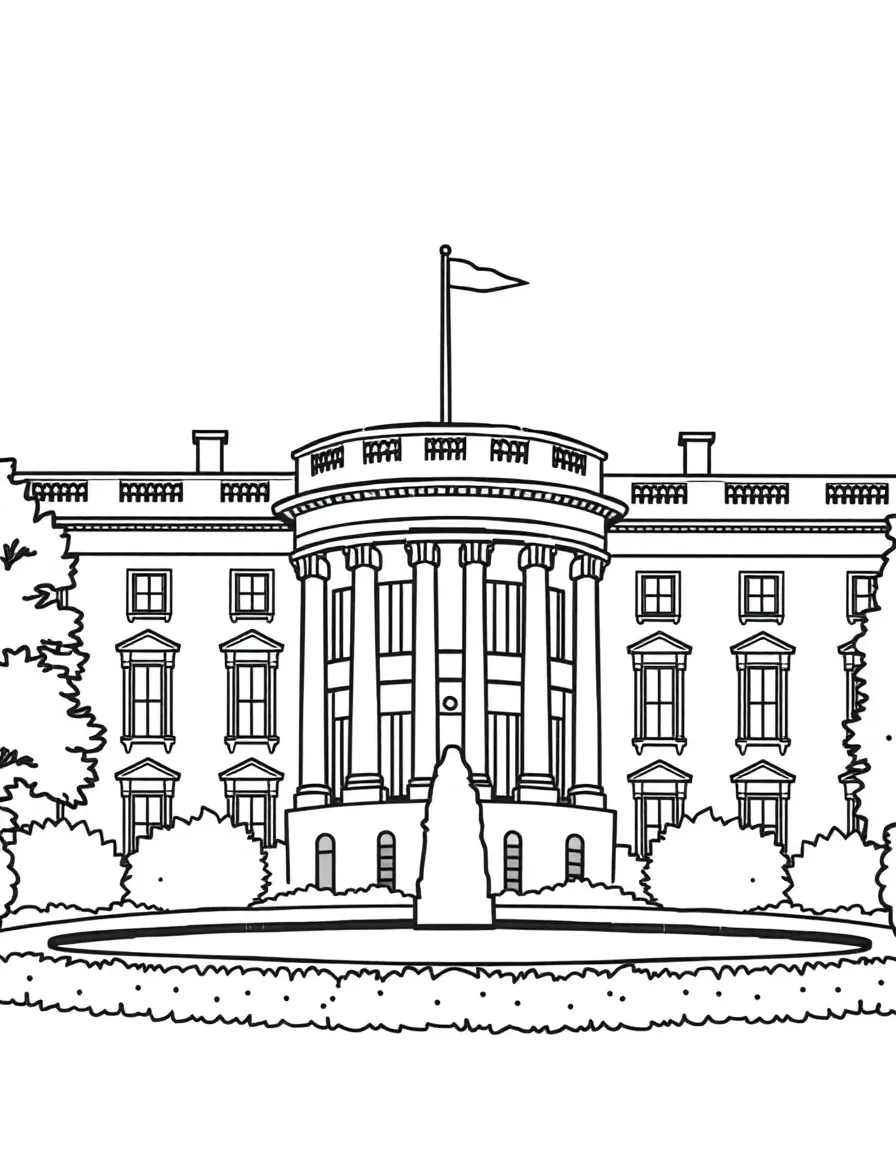 A simple outline of the White House.