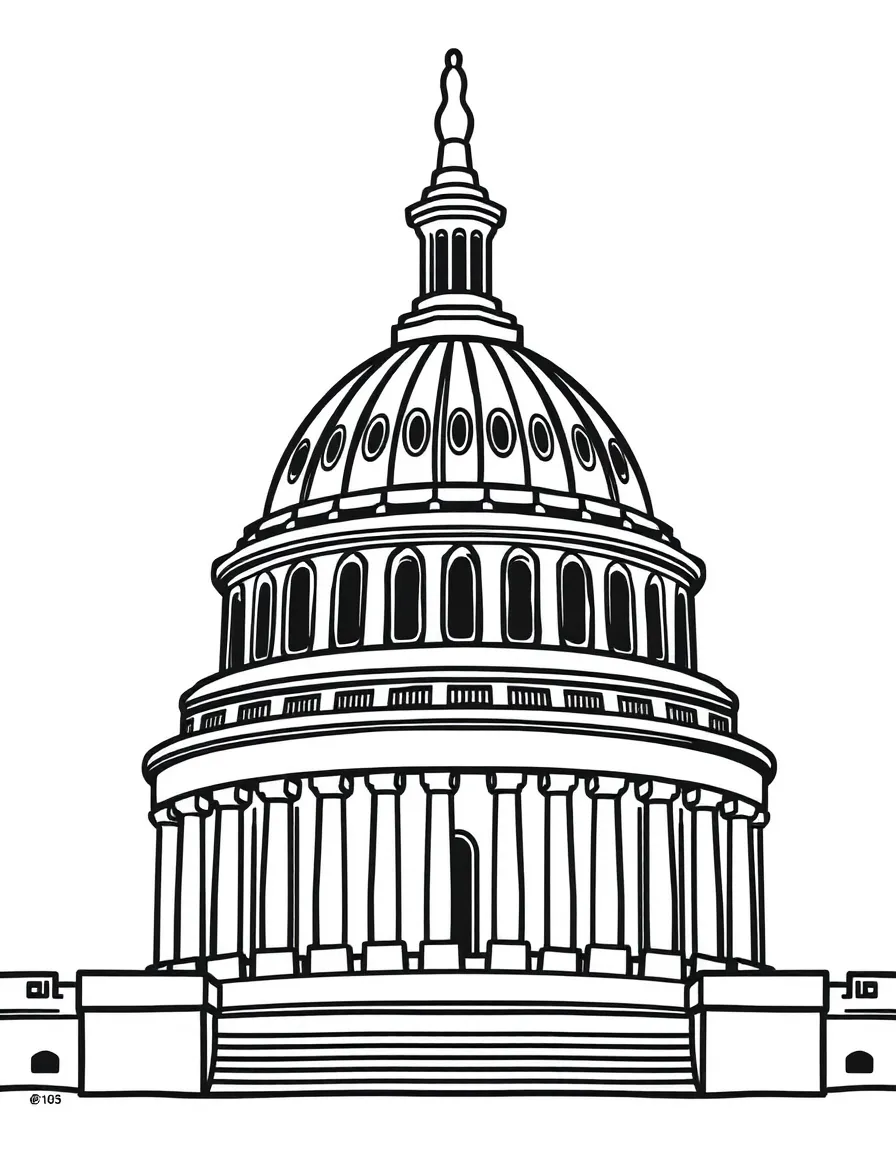A drawing of a simplified Capitol Building dome.