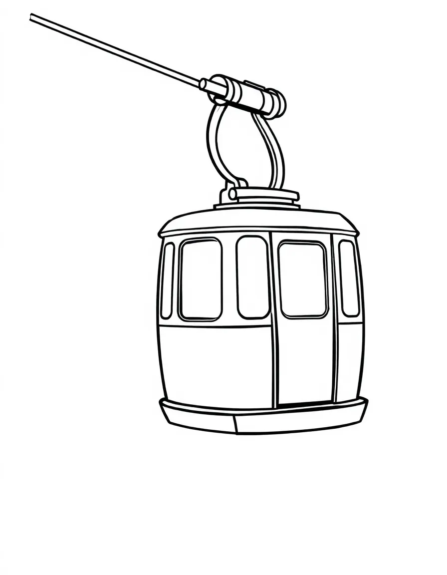 A simplified drawing of a cable car.