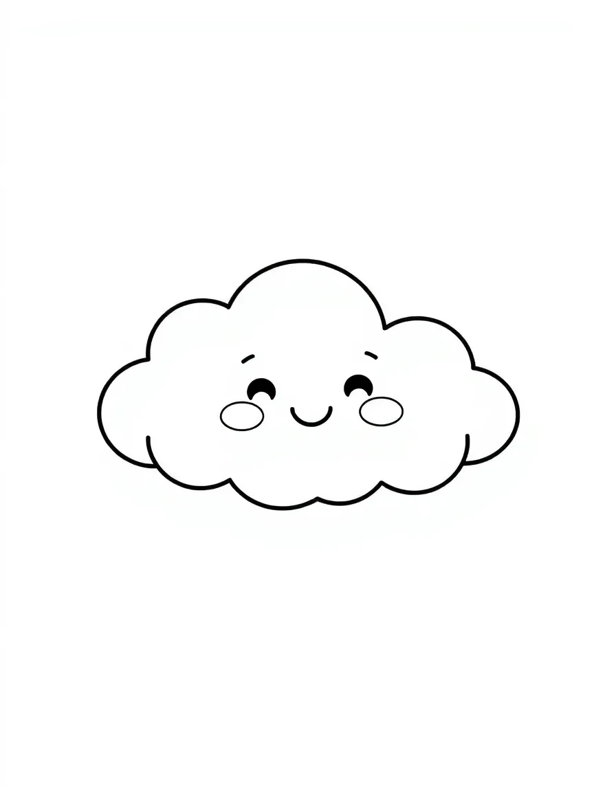 A cute drawing of a foggy cloud with a happy face.
