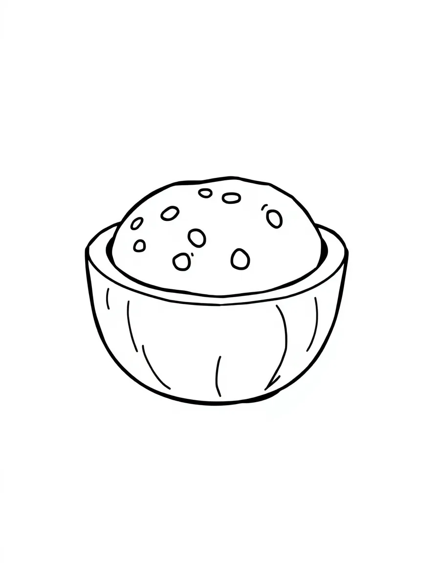 A cute drawing of a small sourdough bread bowl.