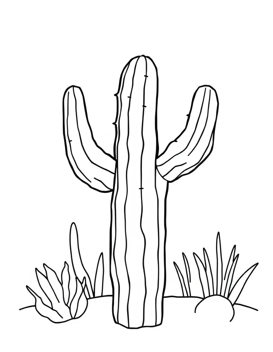 A simple outline of a saguaro cactus.