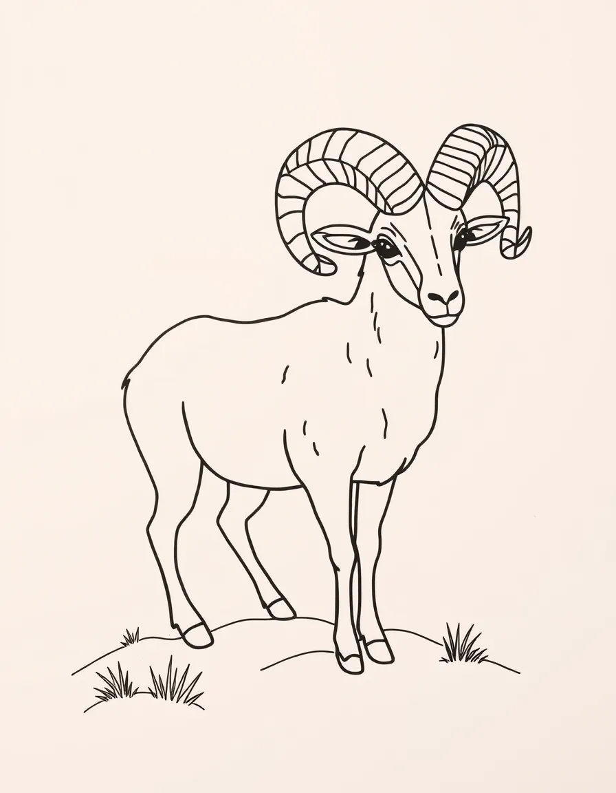 A drawing of a simplified desert bighorn sheep.