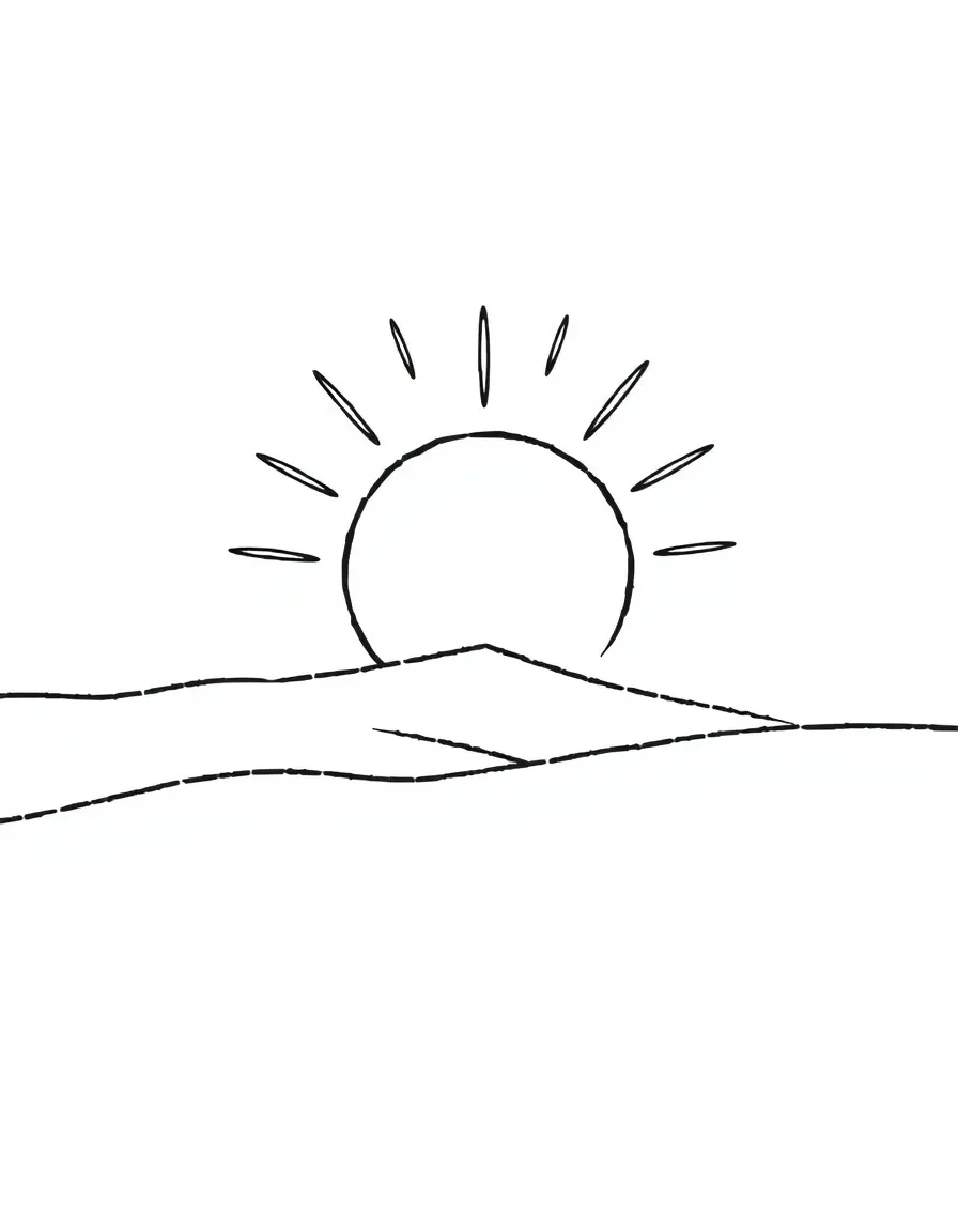 A simple outline of a desert sun.