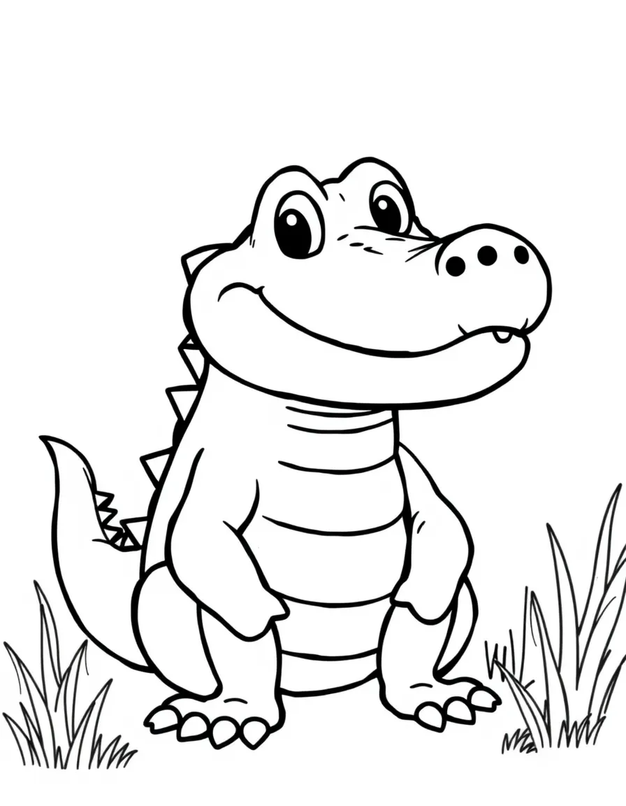 A cartoon-style drawing of a friendly alligator.