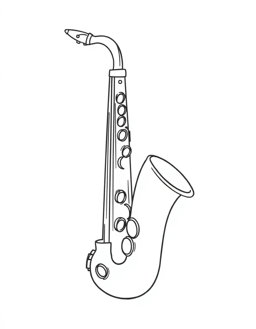 A simplified drawing of a musical saxophone.