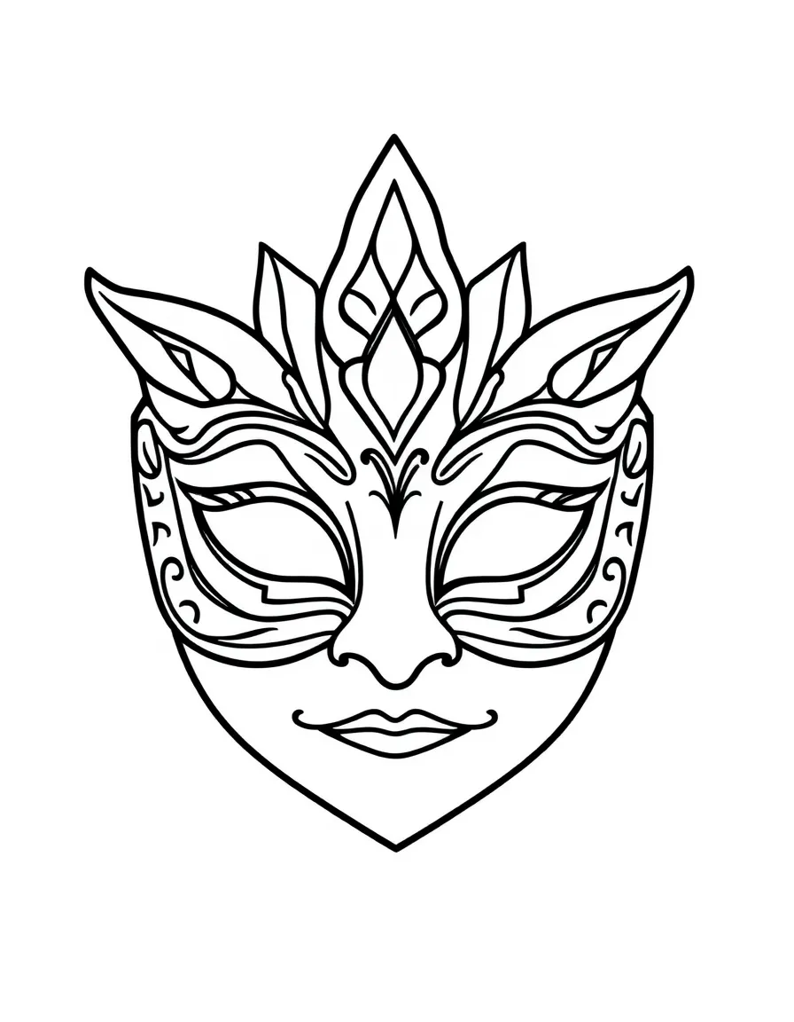 A simple outline of a Mardi Gras mask.