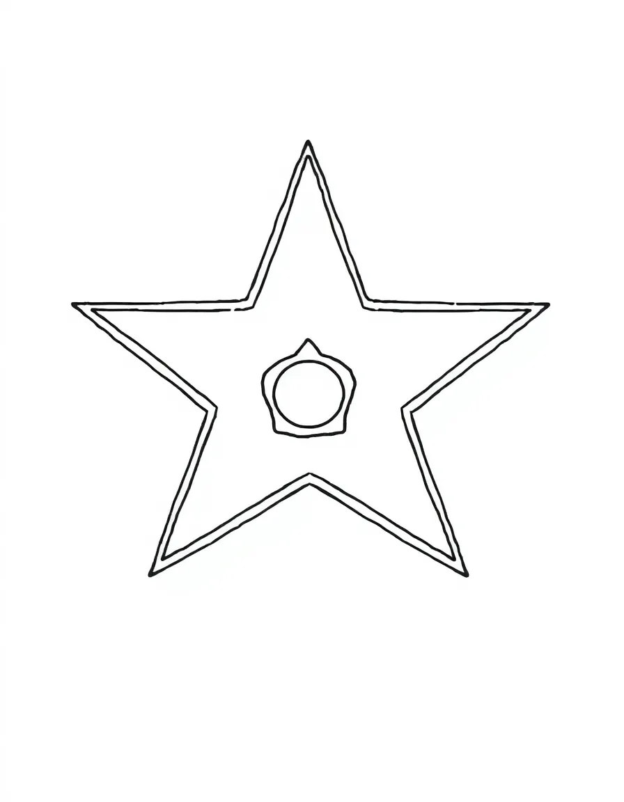 A simplified drawing of a star on the Walk of Fame.