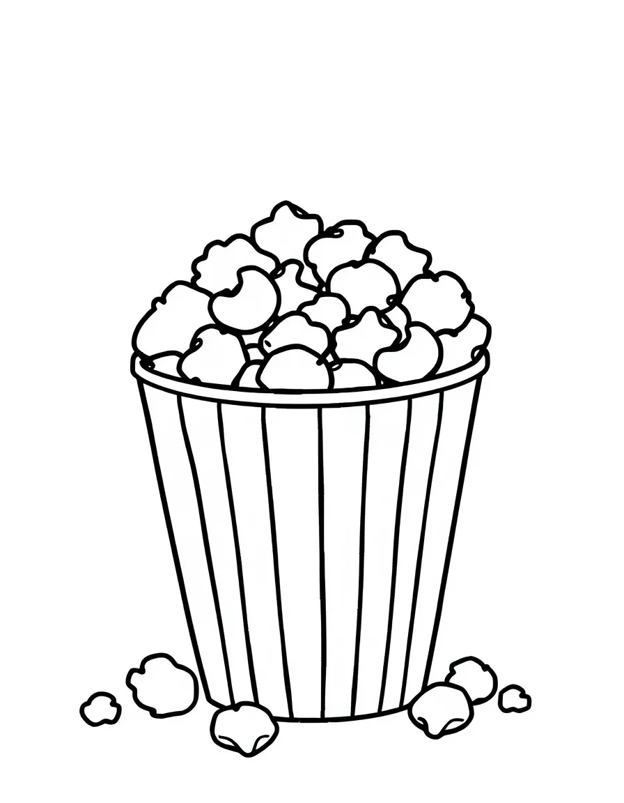 A cute drawing of a popcorn bucket.