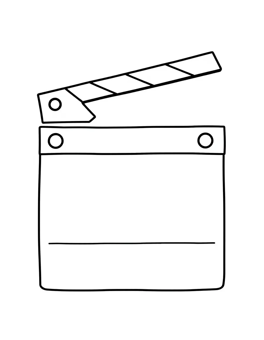 A simple outline of a clapperboard.