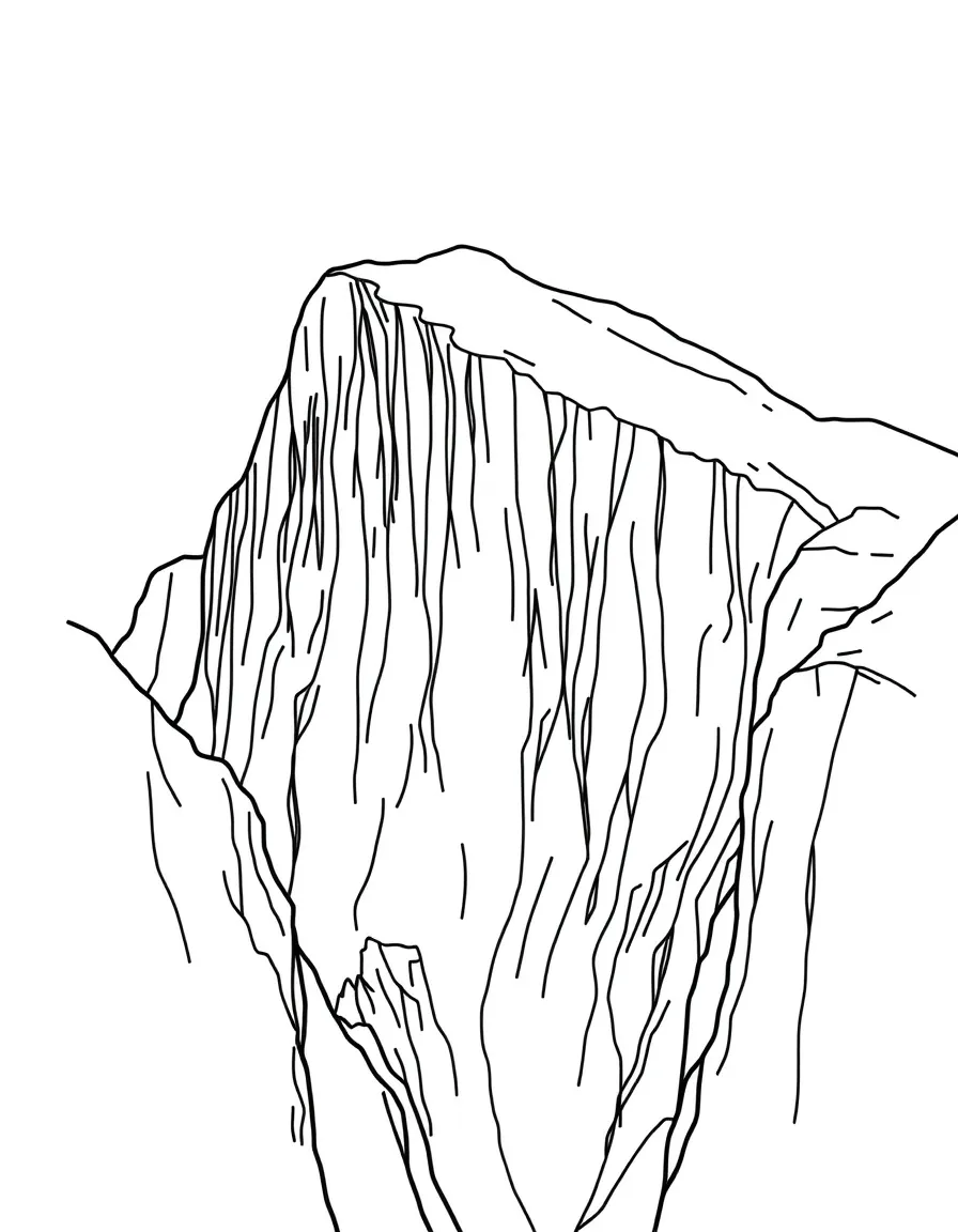 A simple outline of a majestic cliff.