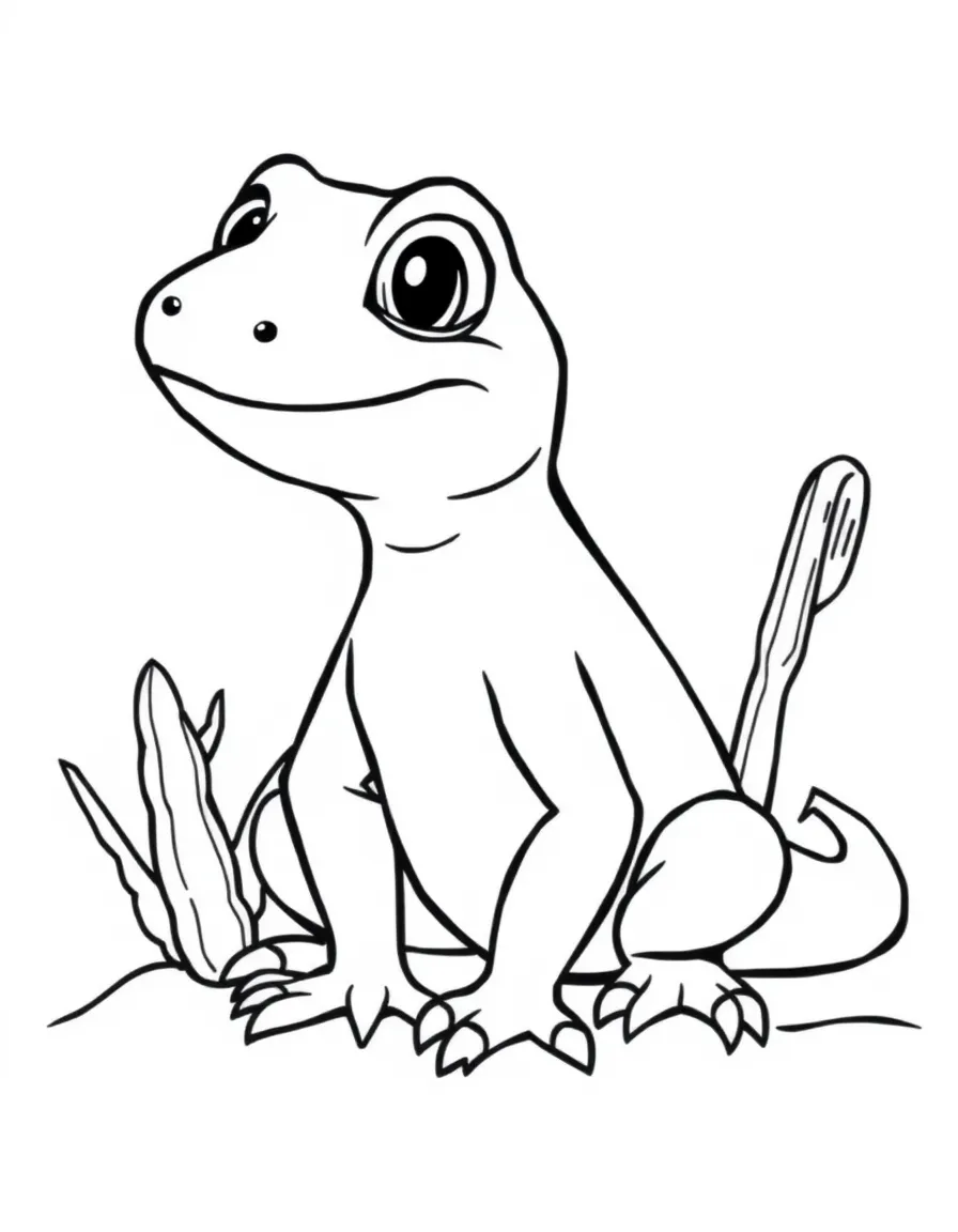 A cartoon-style drawing of a friendly desert lizard.