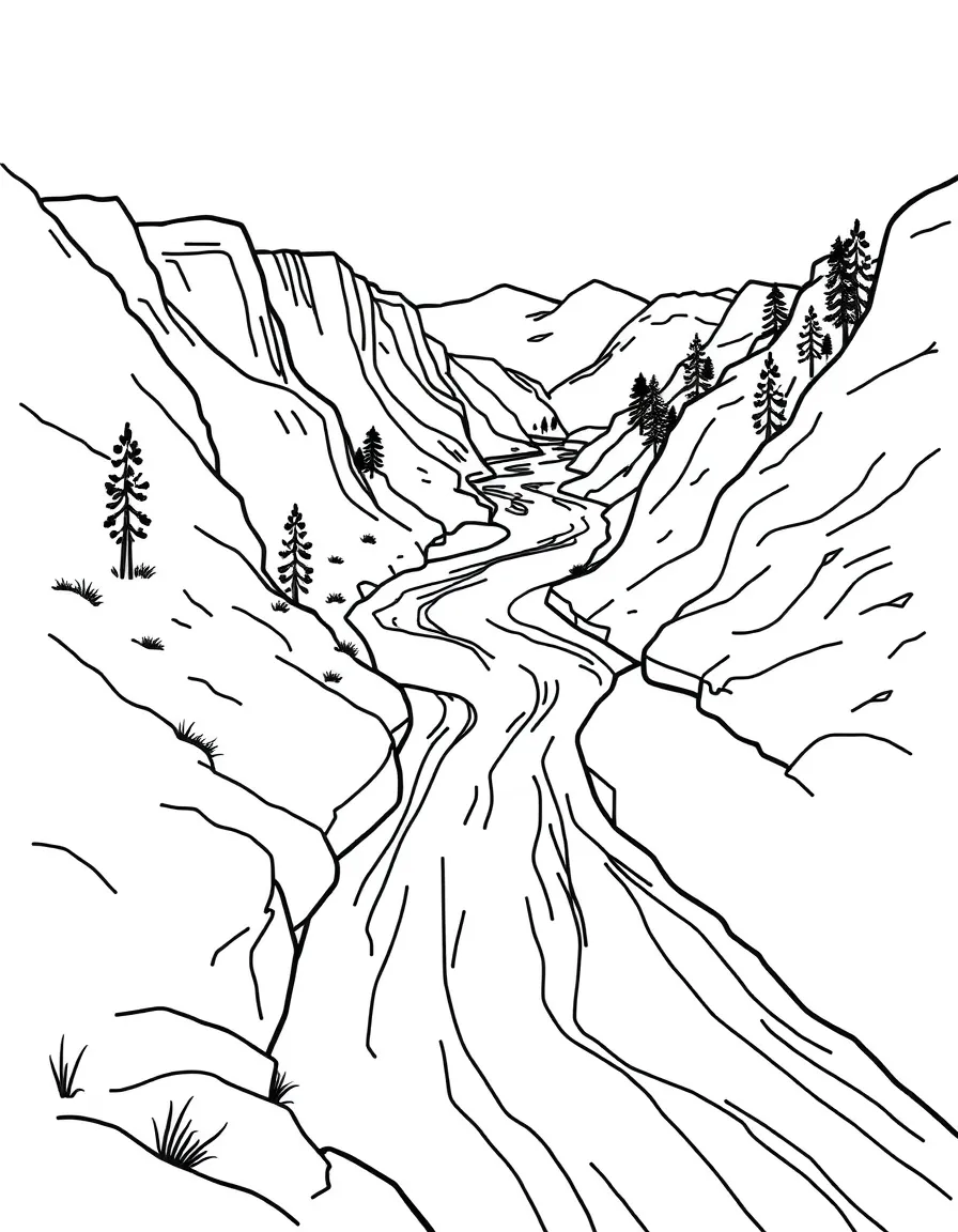 A simplified drawing of a flowing Colorado River.