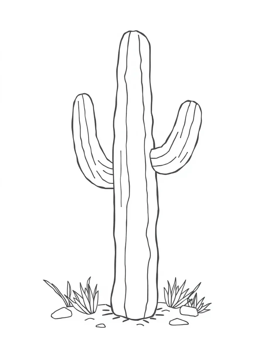A drawing of a simplified saguaro cactus.
