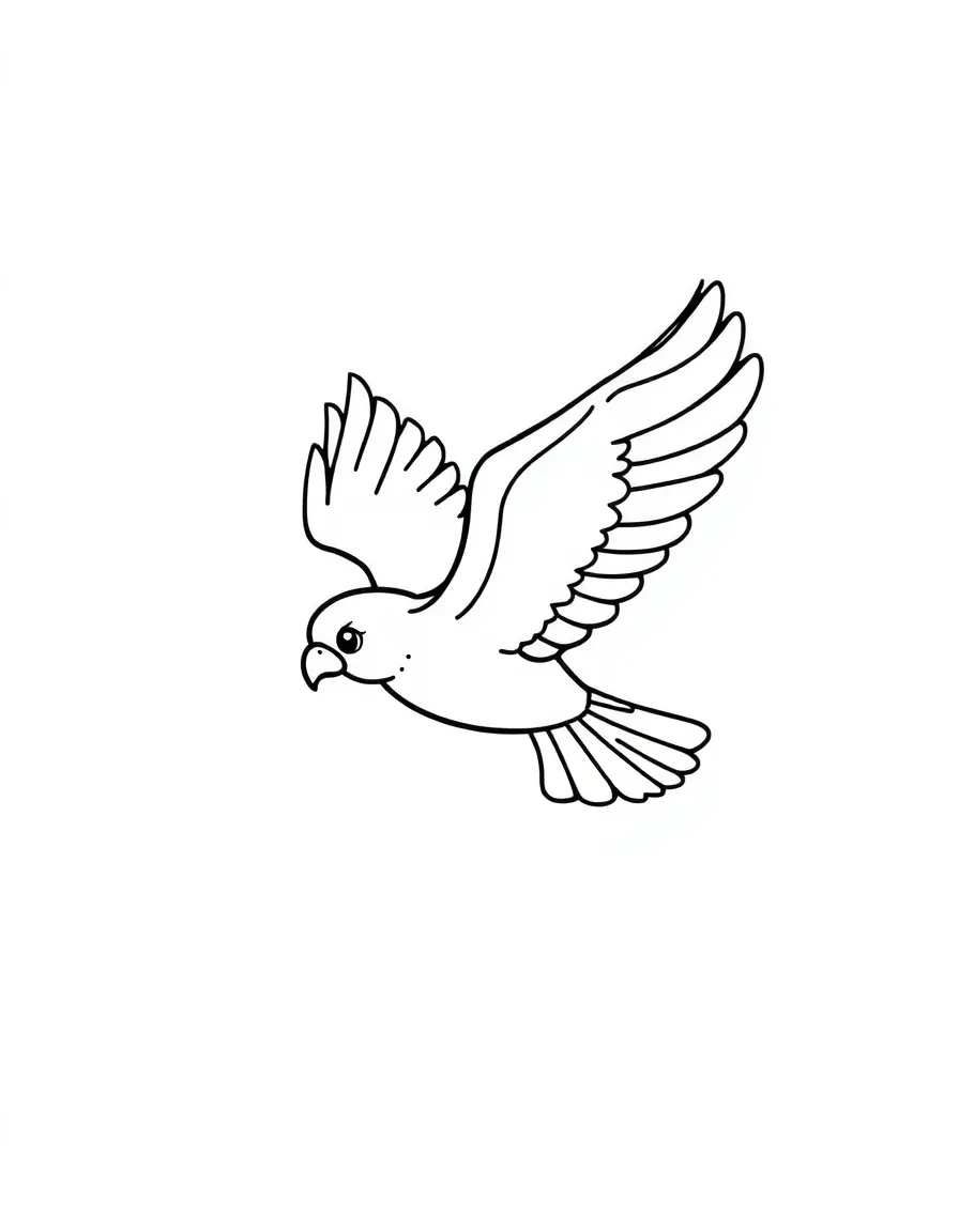 A cute drawing of a small eagle soaring.