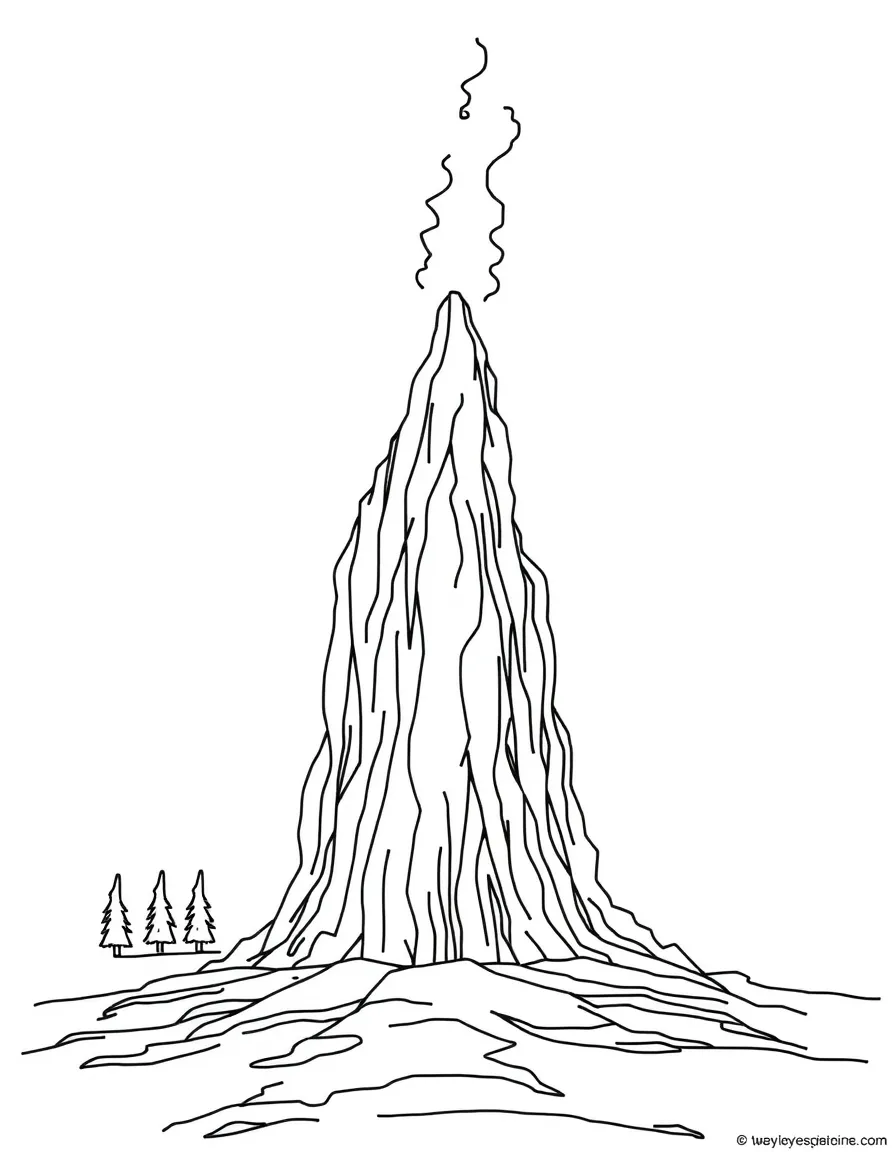 A simplified drawing of Old Faithful geyser erupting.