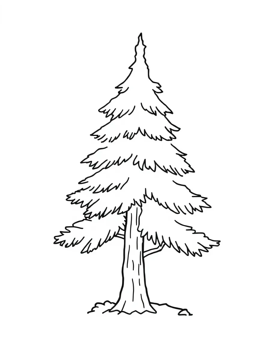 A drawing of a simplified pine tree.