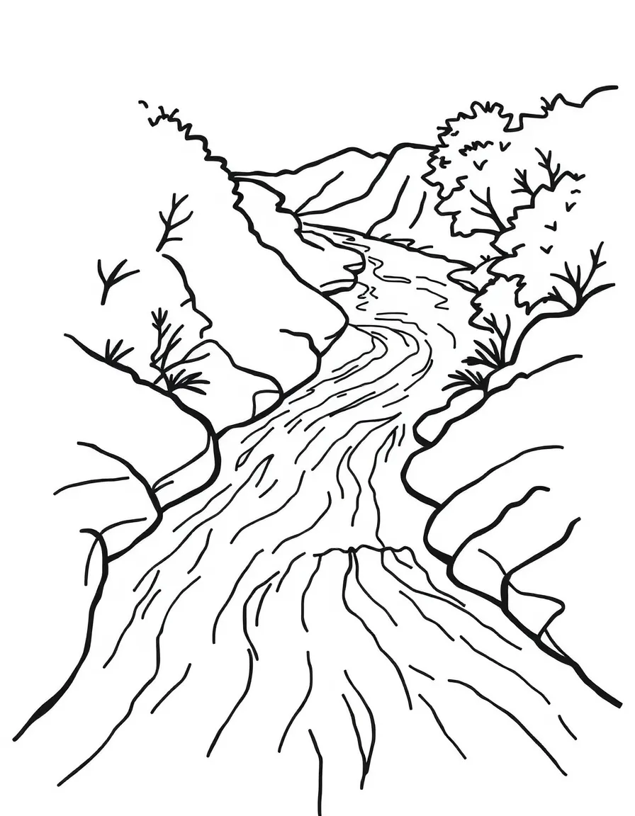 A simplified drawing of a flowing river.
