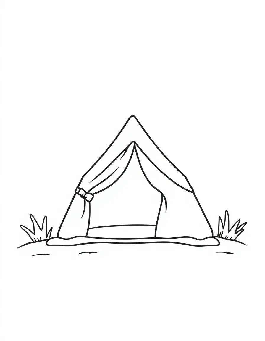 A cute drawing of a small camping tent.