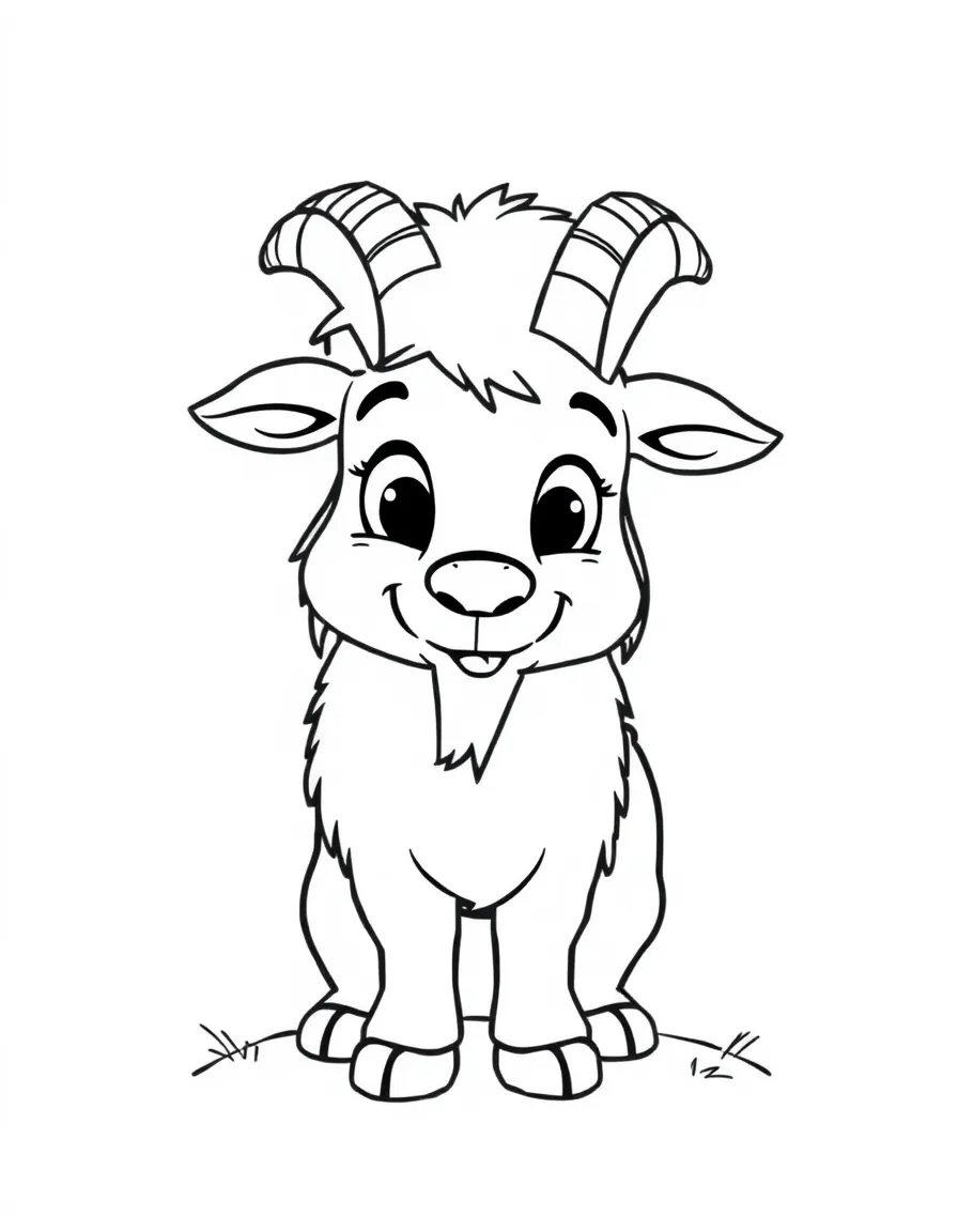 A cartoon-style drawing of a friendly mountain goat.