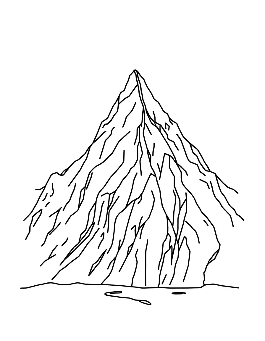 A simplified drawing of a towering glacier.