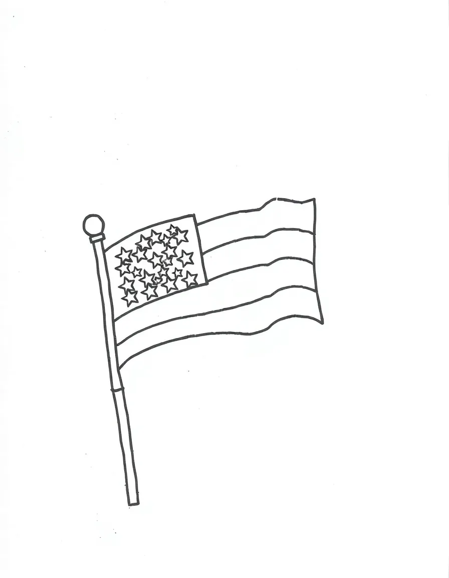 A cute drawing of a small American flag.