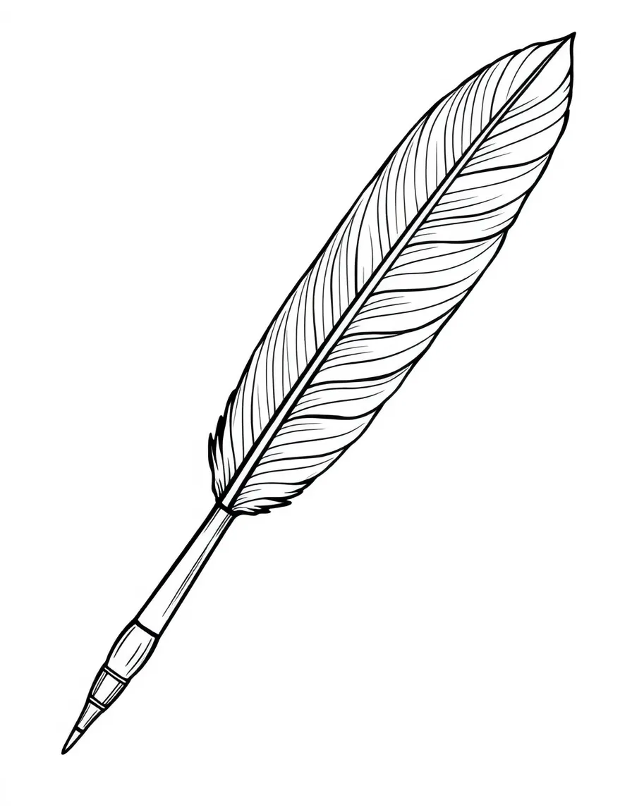 A simple outline of a historical quill pen.