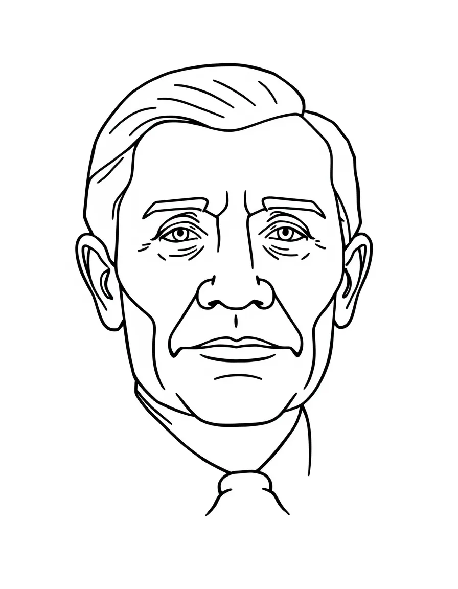 A simple outline of a carved presidential face.