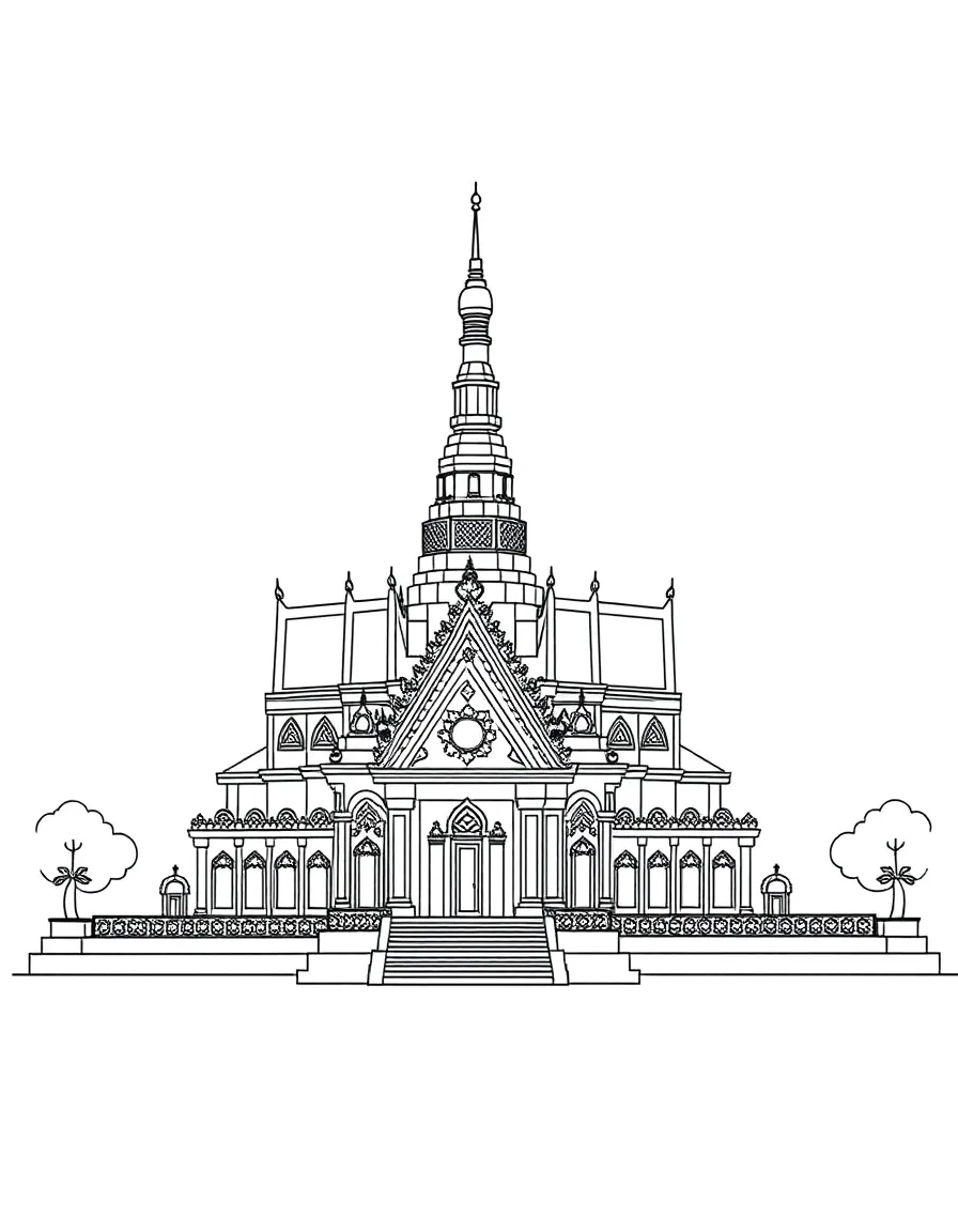 A simple outline of the Golden Palace in Bangkok, Thailand.