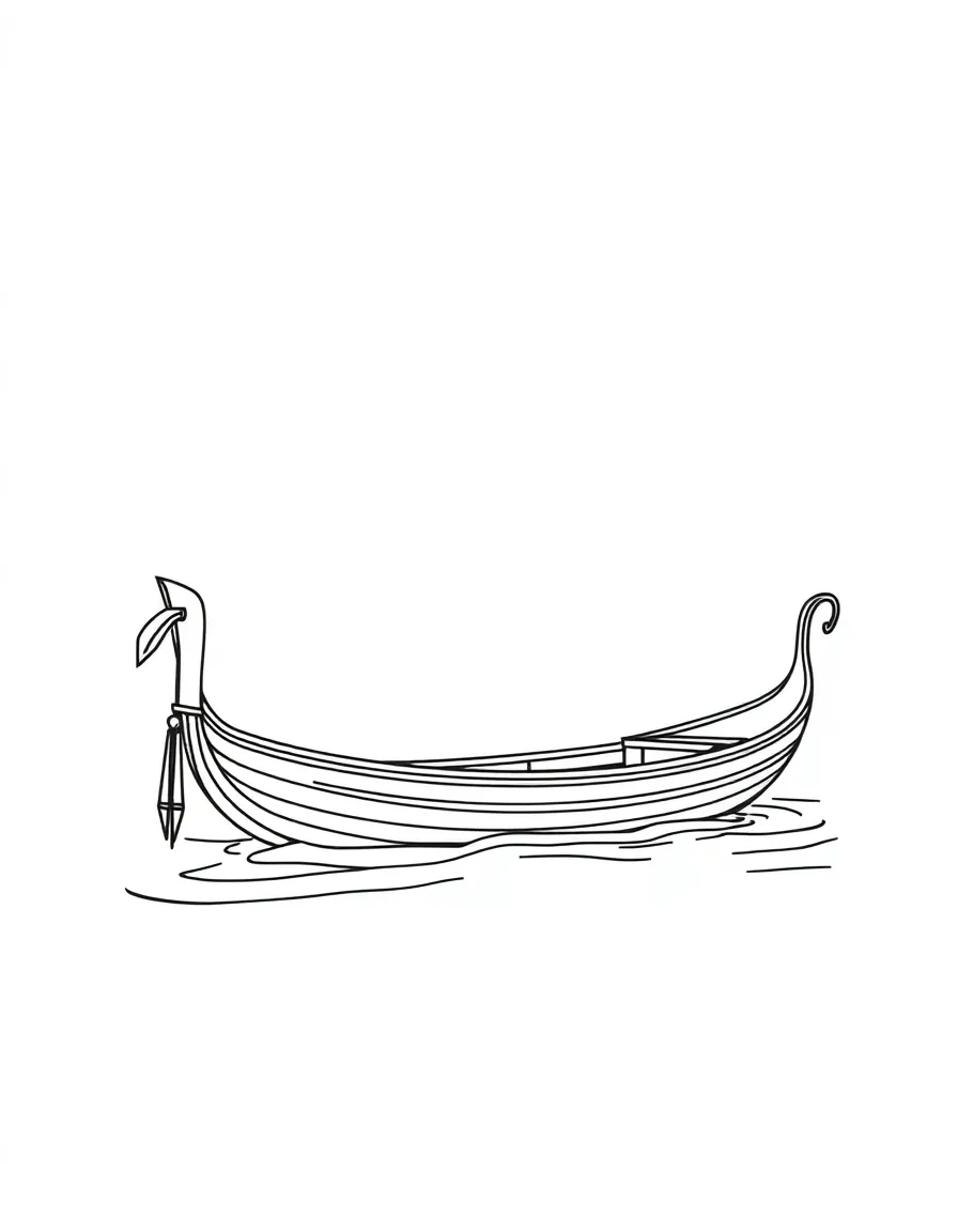 A simple outline of a Thai longtail boat for coloring.