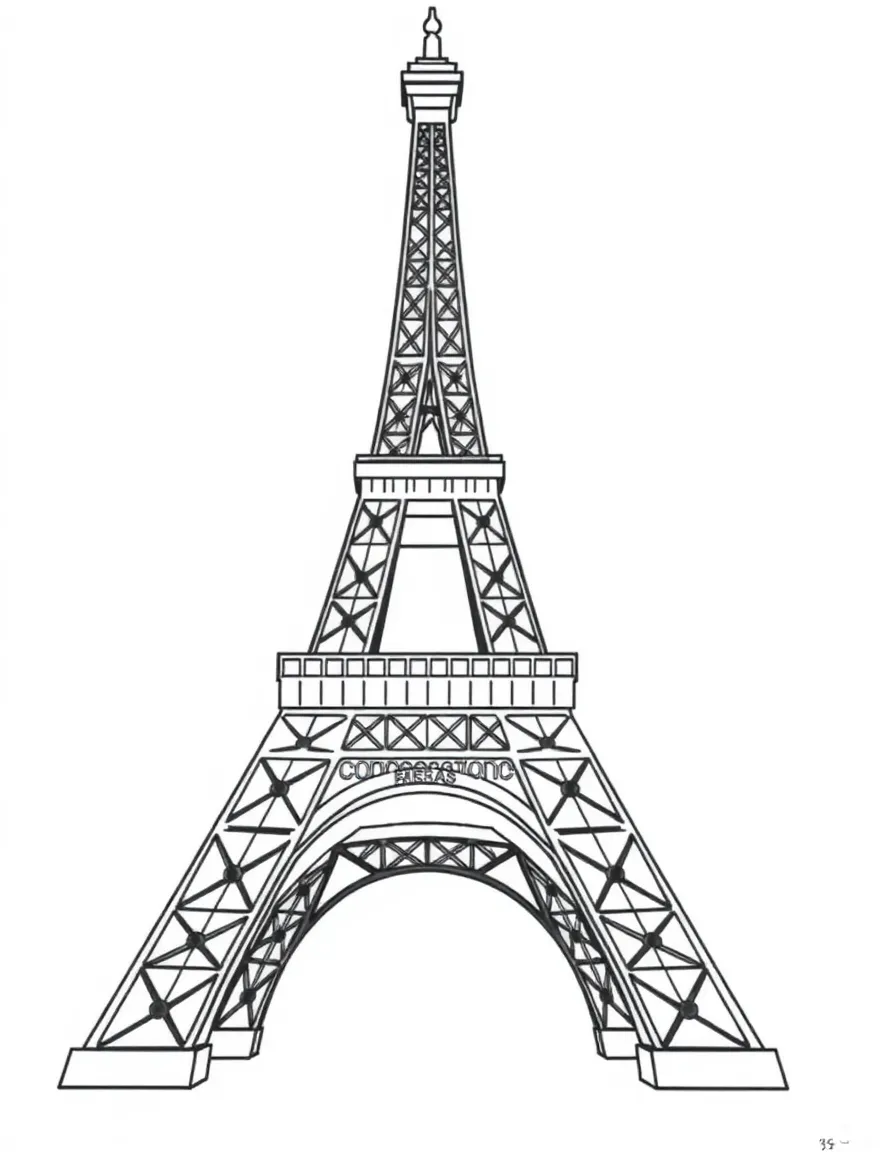 A simple outline of the Eiffel Tower for coloring.
