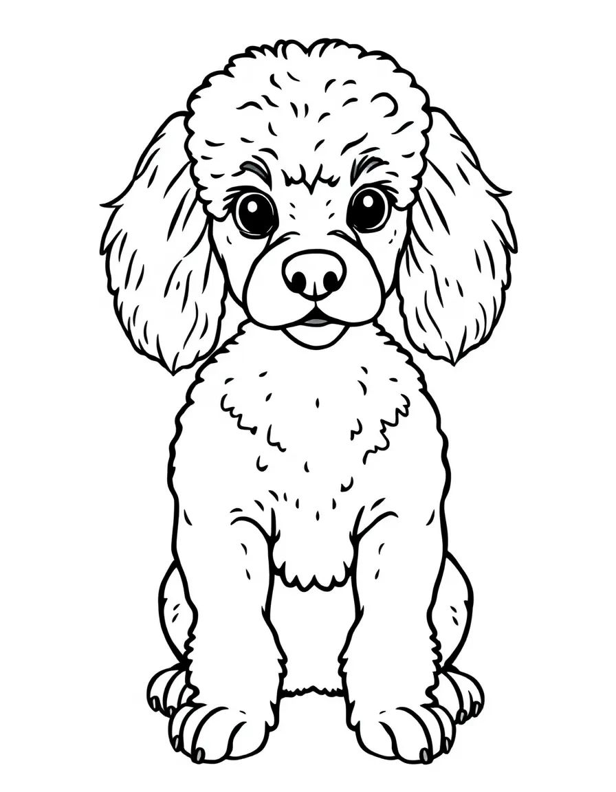 A simplified drawing of a French poodle for coloring.