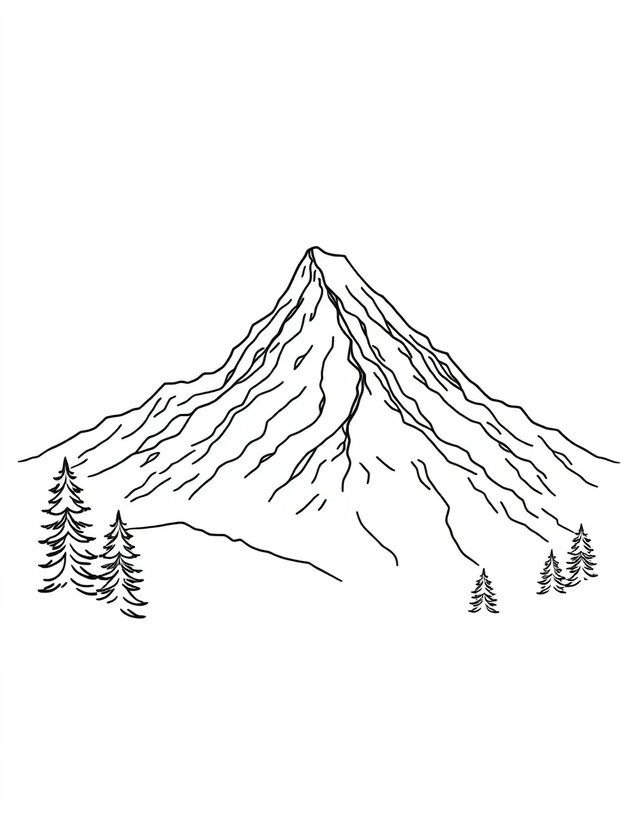 A simple outline of Sugarloaf Mountain for coloring.