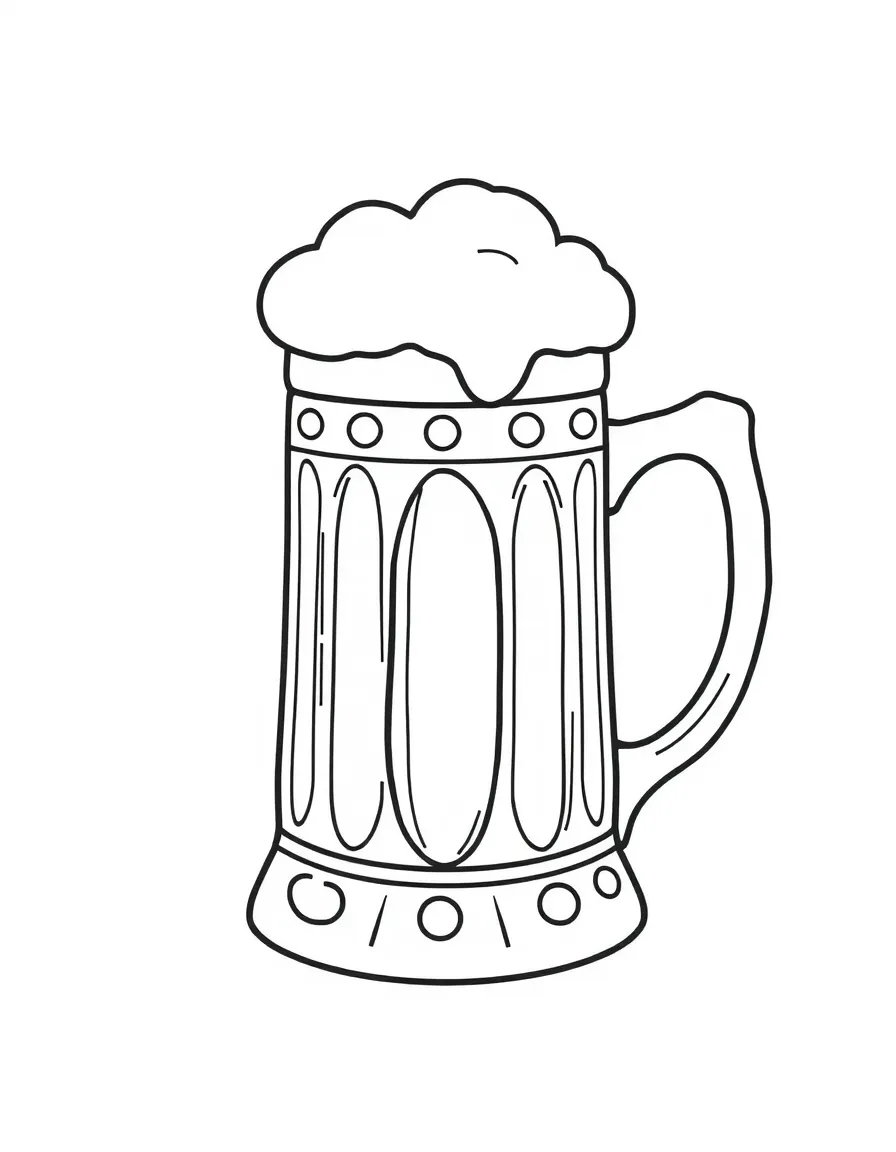 A simplified drawing of a beer stein for coloring.