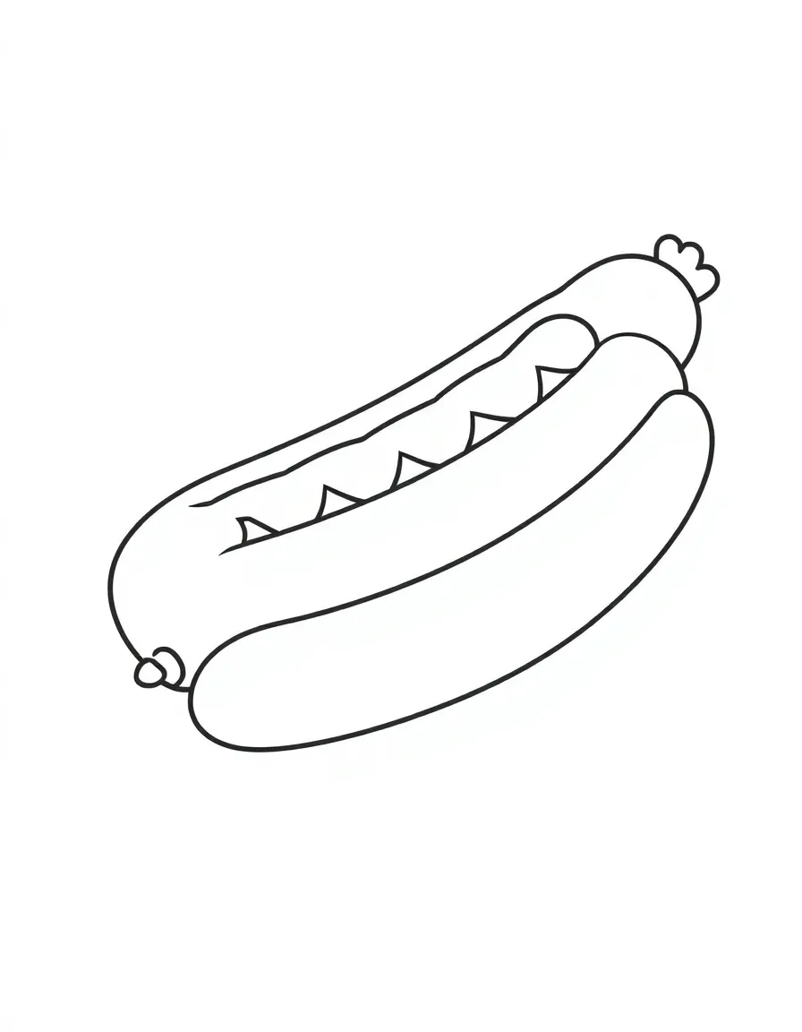 A simplified drawing of a Bratwurst for coloring.