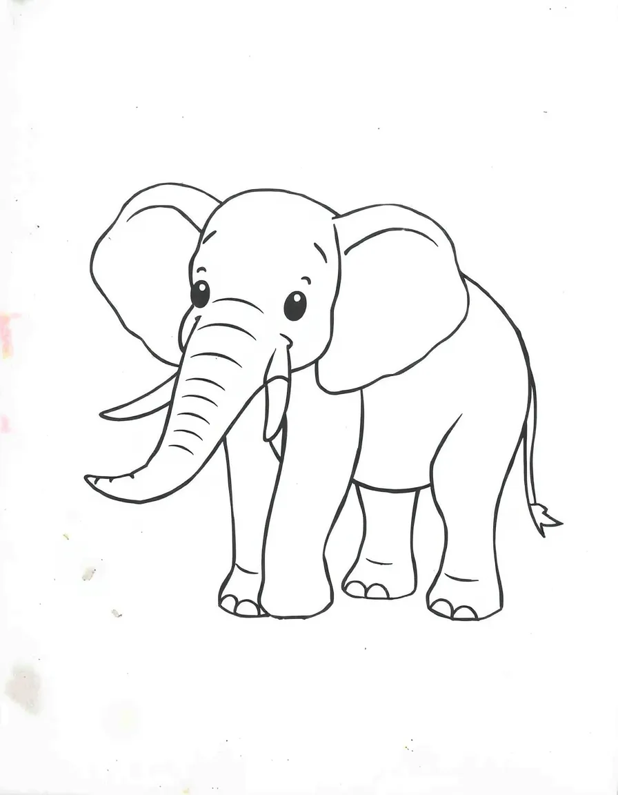 A simplified drawing of an elephant for coloring.