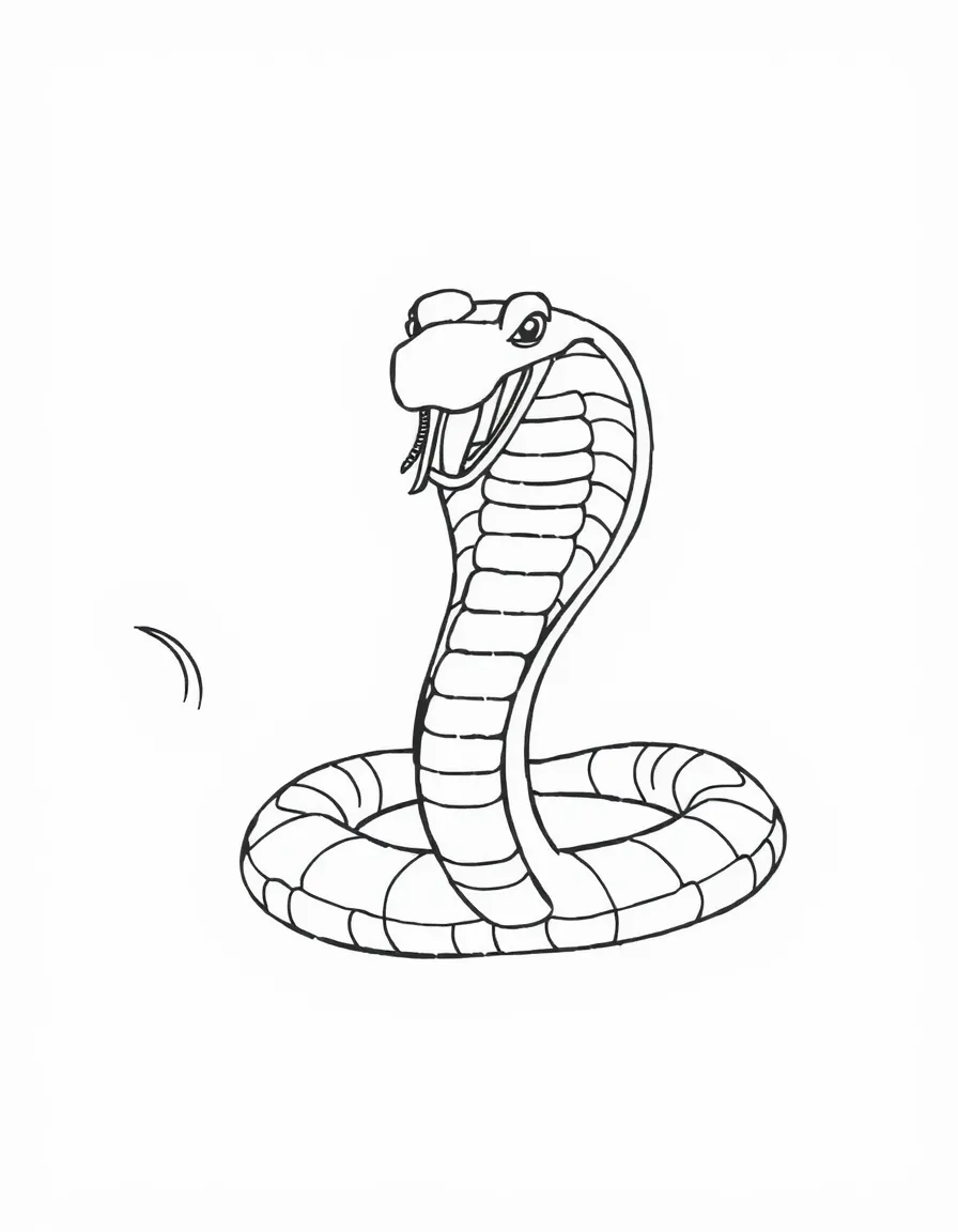 A simple outline of a cobra for coloring.