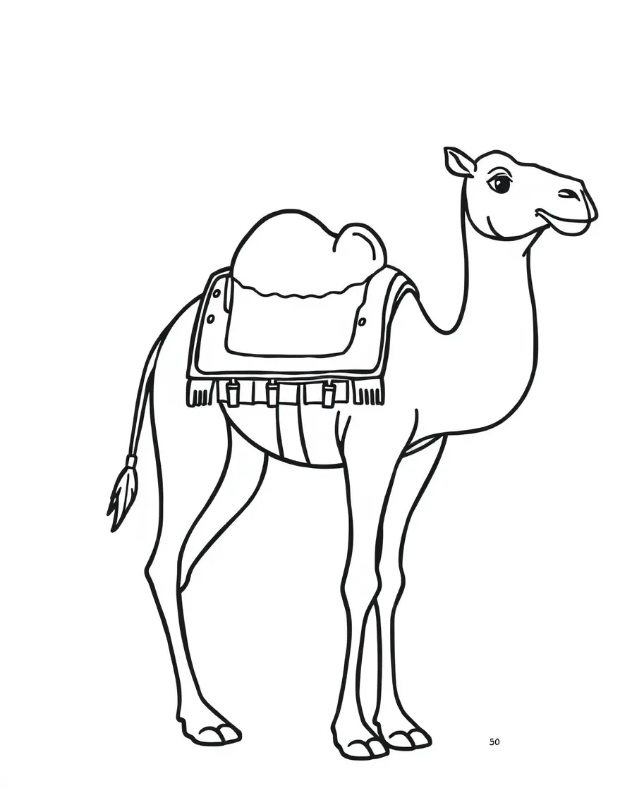 A simplified drawing of a camel for coloring.