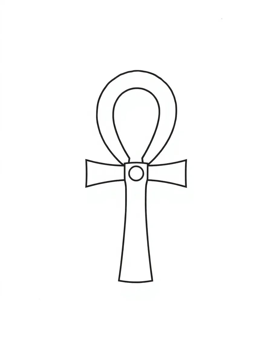 A simplified drawing of an ankh symbol for coloring.