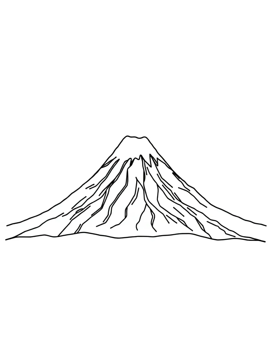 A simple outline of Mount Fuji for coloring.