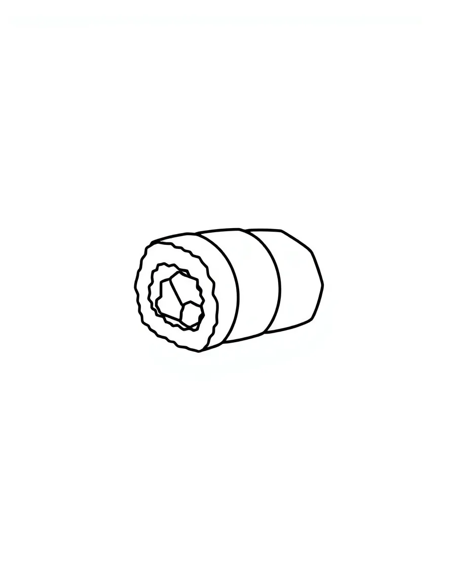 A simple outline of a sushi roll for coloring.