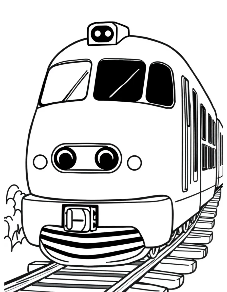 A cute drawing of a bullet train for coloring.
