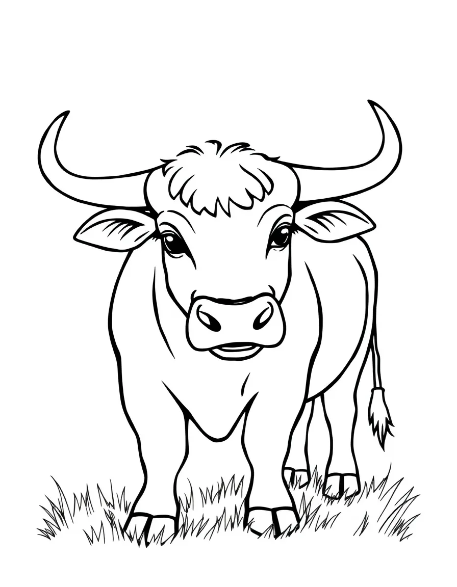 A simplified drawing of a bull for coloring.