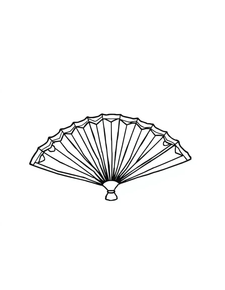 A simplified drawing of a Spanish fan for coloring.